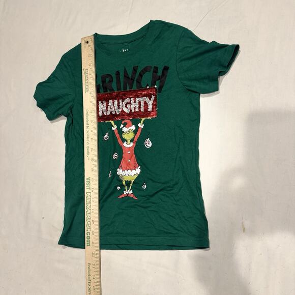 Dr. Seuss'Grinch Naughty/Nice Reversible Sequence T Shirt Girls SmallNew - Picture 5 of 7